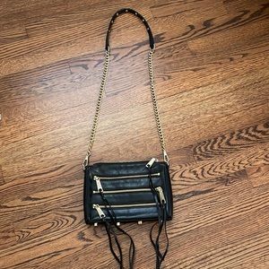 Rebecca Minkoff black with gold hardware crossbody